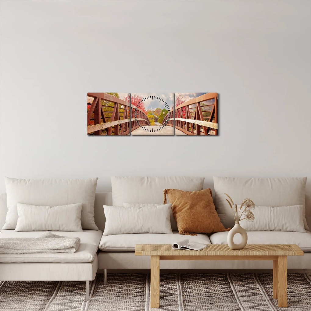 Kép - fahíd (órával) (90x30 cm)