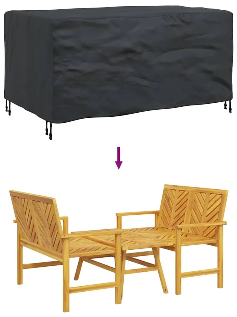Kültéri bútorhuzat Fekete 150 x 90 x 75 cm 210D