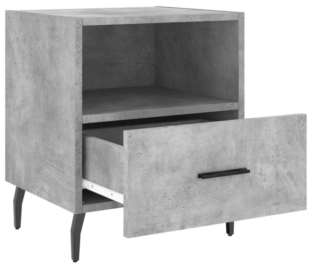 2 db betonszürke szerelt fa éjjeliszekrény 40 x 35 x 47,5 cm
