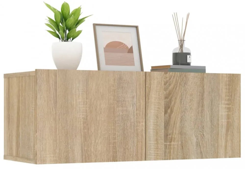 2 db sonoma tölgy szerelt fa TV-szekrény 80x30x30 cm