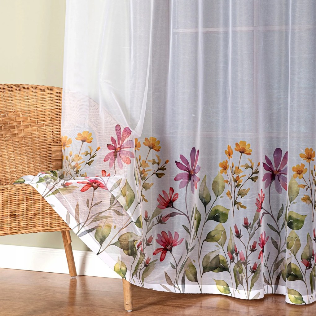 Virágos Függöny, nyomott mintás, 400x240cm (szegélyekkel)