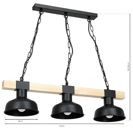 Csillár láncon FARO 3xE27/60W/230V