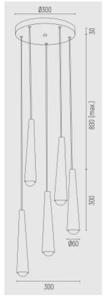 Argon 2103 - Csillár zsinóron HOLLYWOOD 5xE14/7W/230V fekete