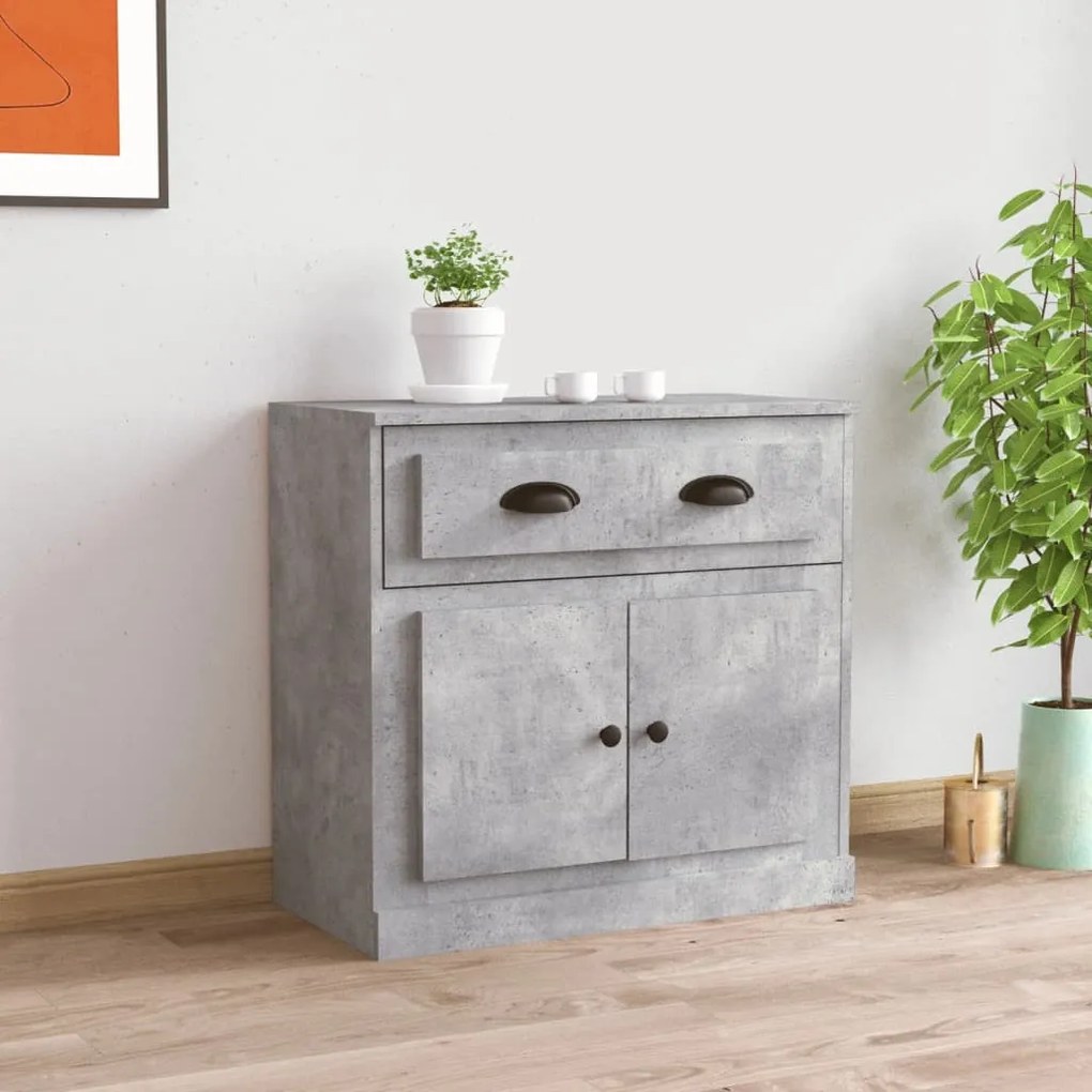 betonszürke szerelt fa tálalószekrény 70x35,5x67,5 cm