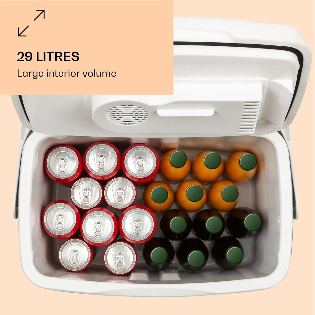 Klarstein BeerBelly 29, elektromos hűtődoboz, hűtés és hőmegtartó funkció, USB port, ECO üzemmód