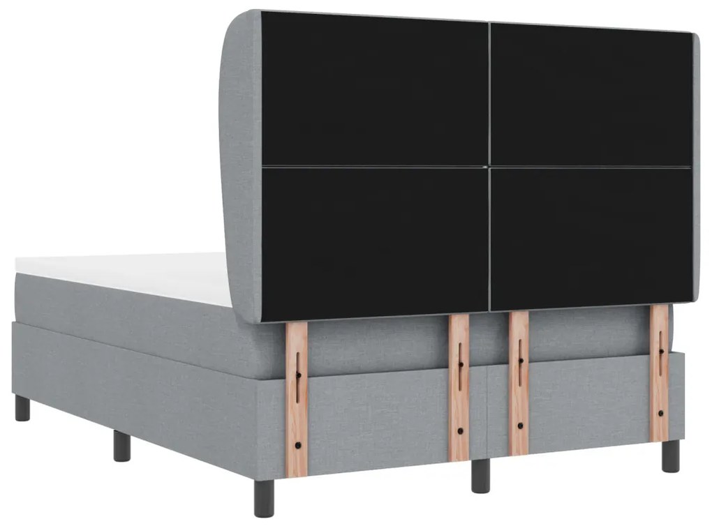 Boxspring Ágy Matracra - Világosszürke, 140x200 cm, Kárpit