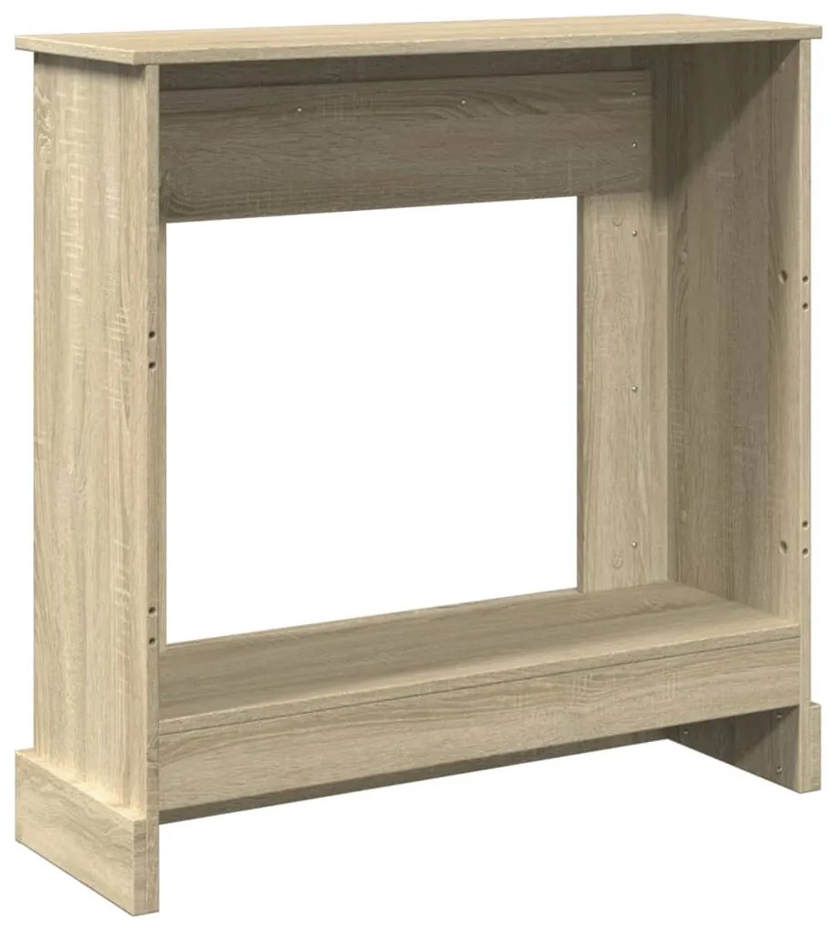sonoma tölgy színű szerelt fa kandallóburkolat 90 x 30 x 90 cm