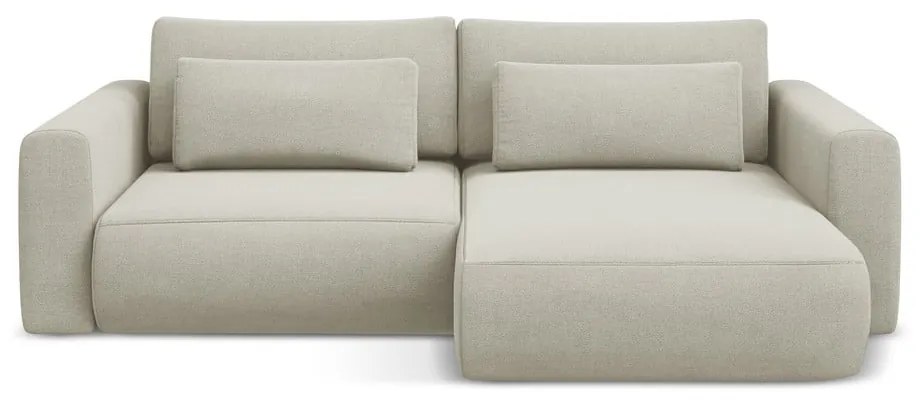 Bézs kinyitható-tárolóhelyes sarokkanapé (jobb oldali-heverő résszel) Kapua – Makamii