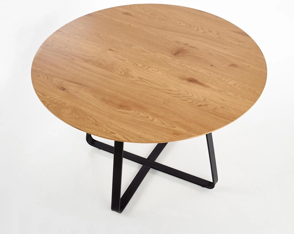 AKCIÓ Fekete étkezőasztal tölgyfa asztallappal NOCTURNE 120x120 II. osztály