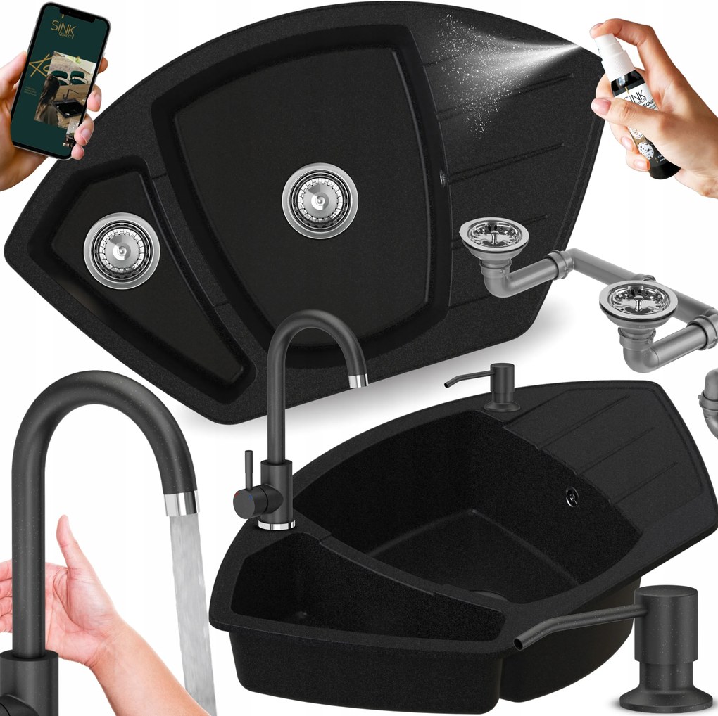 Konyhai sarok mosogató csepegtetővel Másfélrekeszes, csapteleppel