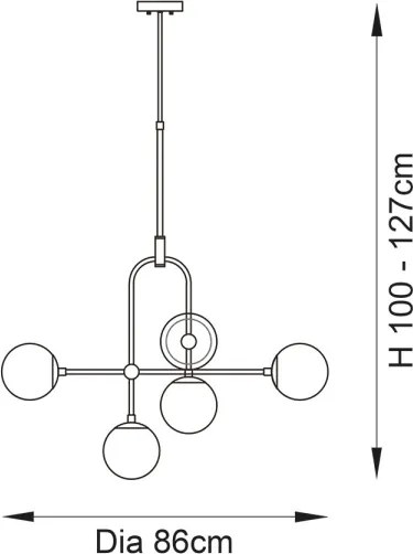 Endon 90842 - Rúdon függesztett csillár ONTARIO 6xE14/7W/230V sárgaréz/fehér