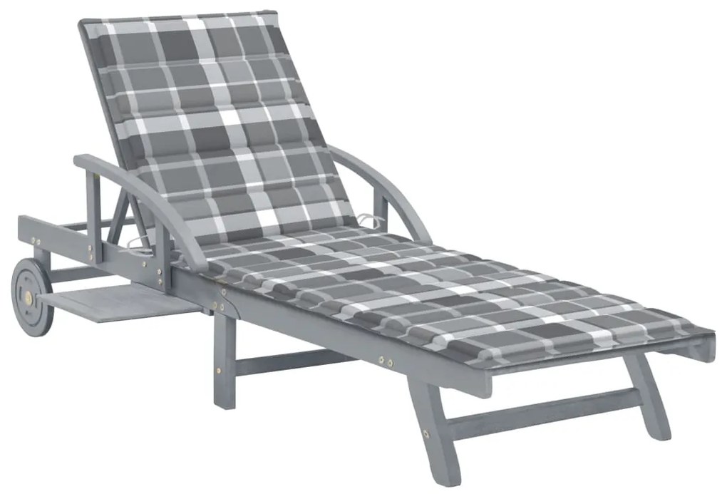 vidaXL tömör akácfa kerti napozóágy párnával