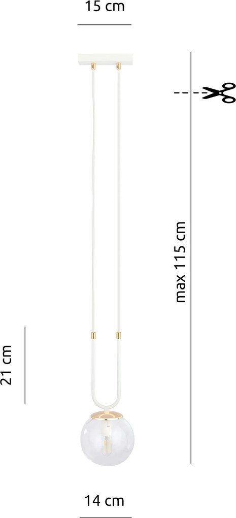 Emibig modern függeszték glam fehér átlátszó emi1116/1