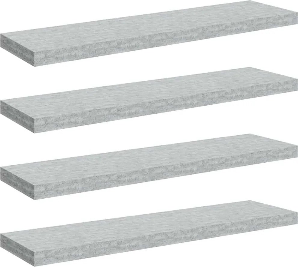 vidaXL 4 db betonszürke MDF lebegő fali polc 90 x 23,5 x 3,8 cm