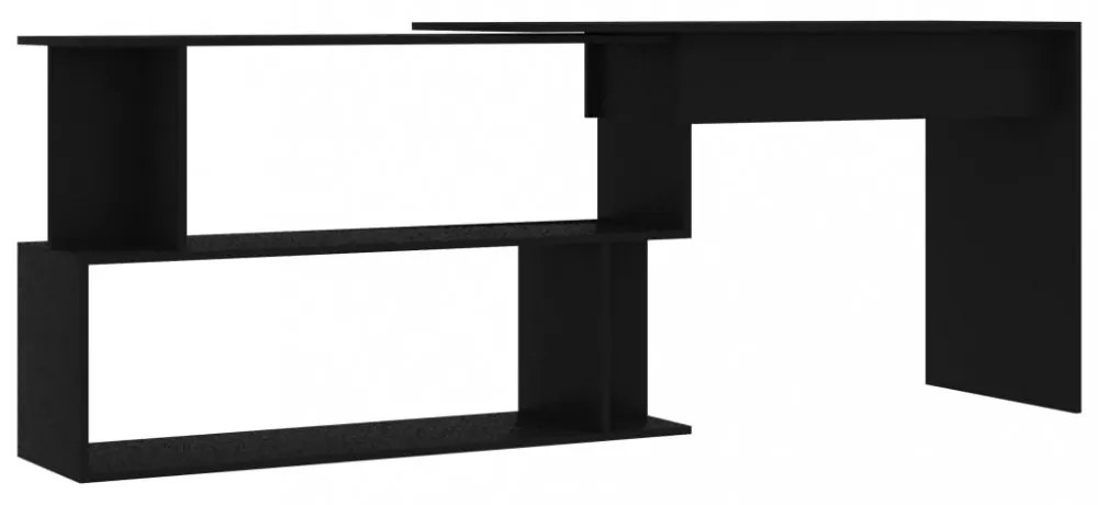 fekete szerelt fa sarokasztal 200 x 50 x 76 cm