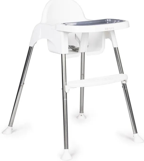 Etetőszék 2 az 1-ben tálcával övekkel fehér