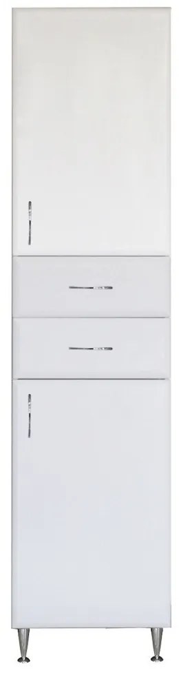 Bianca Plus 45 magas szekrény 2 ajtóval, 2 fiókkal, magasfényű fehér színben, jobbos