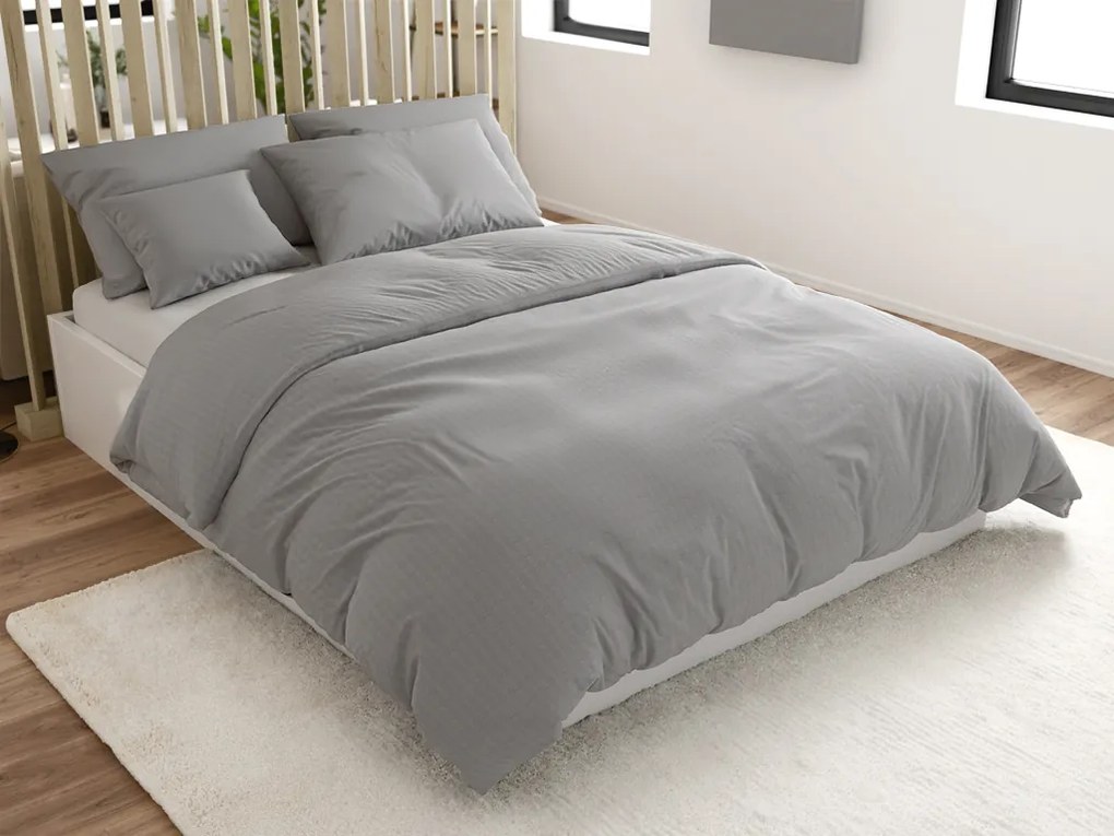 Pamut ágynemű krepp hatással LUXERA világosszürke hotel zseb II. osztály Ágyneműhuzat mérete: 70 x 90 cm | 140 x 200 cm