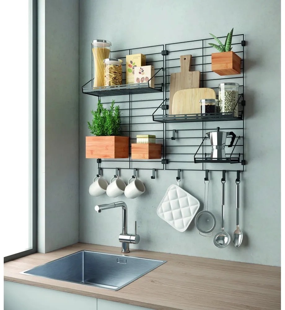 Fekete fém bútorelem - polc 43x15 cm Mural – Metaltex