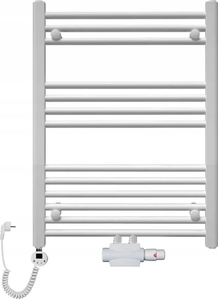 Fürdőszobai dekoratív víz-elektromos radiátor 800x600 fehér létra