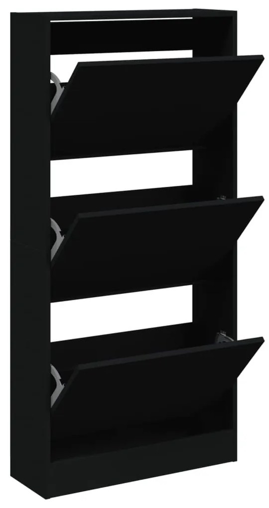 fekete szerelt fa cipőszekrény 60 x 21 x 125,5 cm