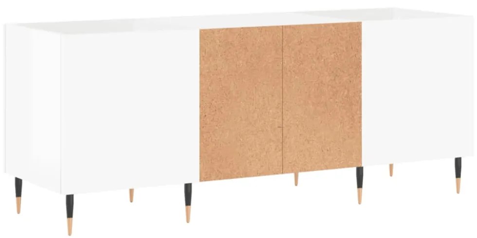 magasfényű fehér szerelt fa hanglemezszekrény 121x38x48 cm