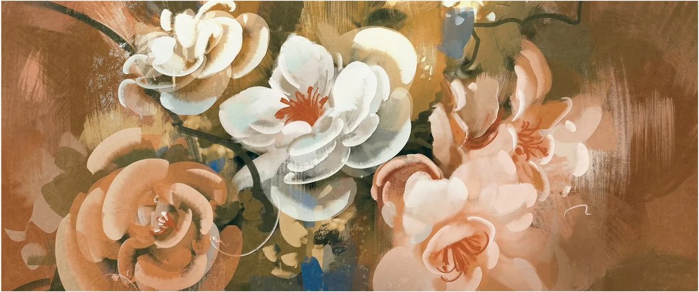 Kép - Festett csokor virág (120x50 cm)