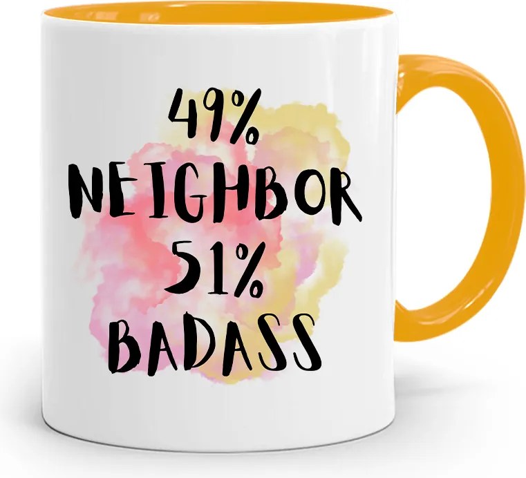 Szomszédnak Sárga Ajándék Bögre fényképes nyomtatással