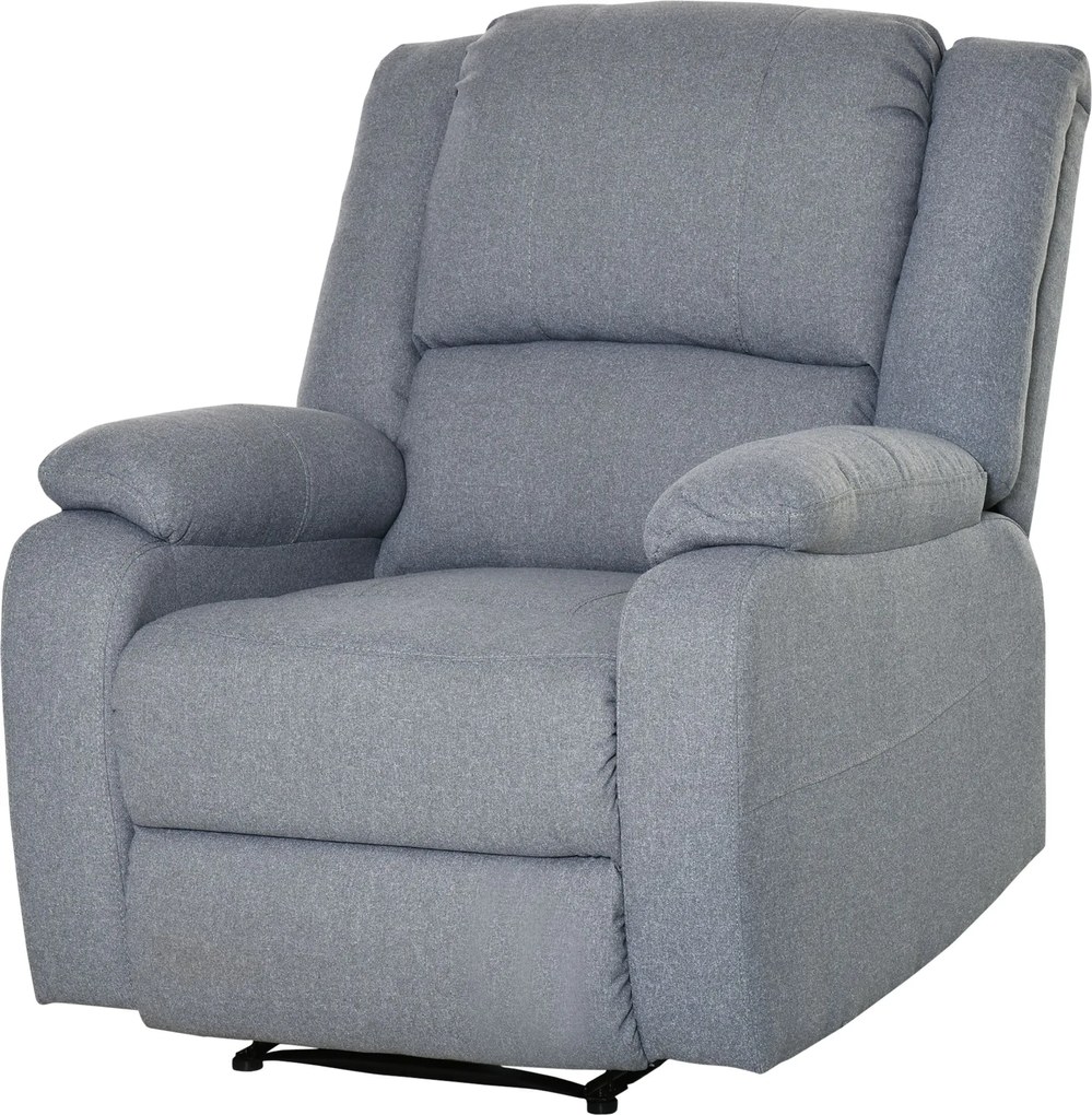 HOMCOM Manuális Fotel TV Könyökpárnával és Dönthető Funkcióval, Vászonhatású, Oldalfogantyús TV Fotel, Lábzsámoly, max. 150 kg Teherbírás, Nappaliba,