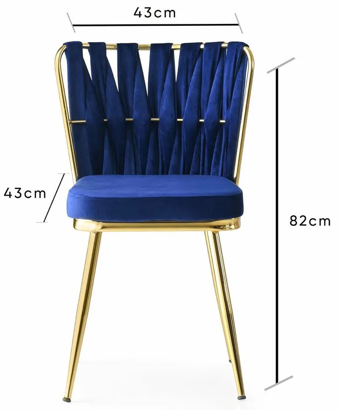 Kusakli Navy Blue and Gold étkezőszék szett, 4 db, 4 db
