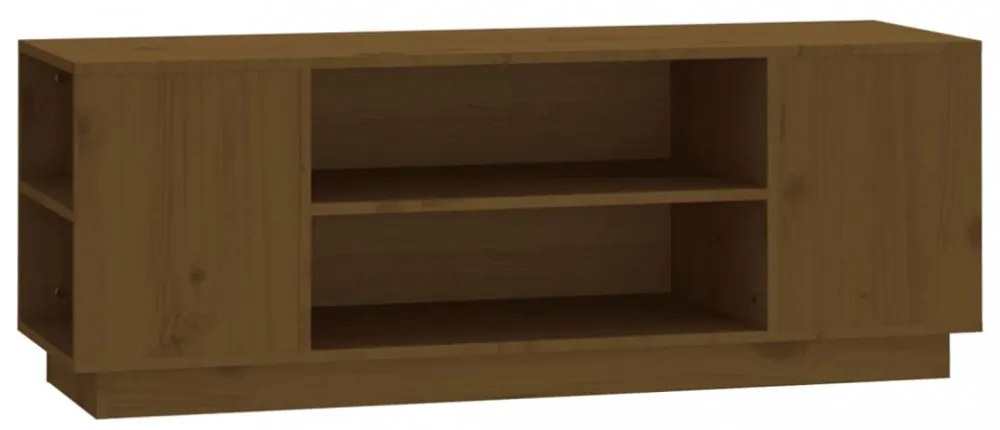 mézbarna tömör fenyőfa TV-szekrény 110 x 35 x 40,5 cm