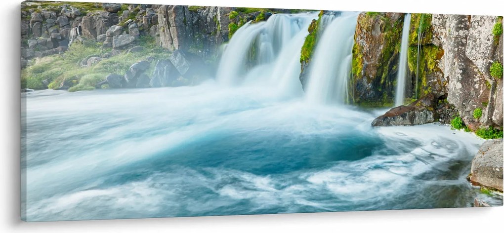 Kép - sziklák és a vízesés (120x50 cm)