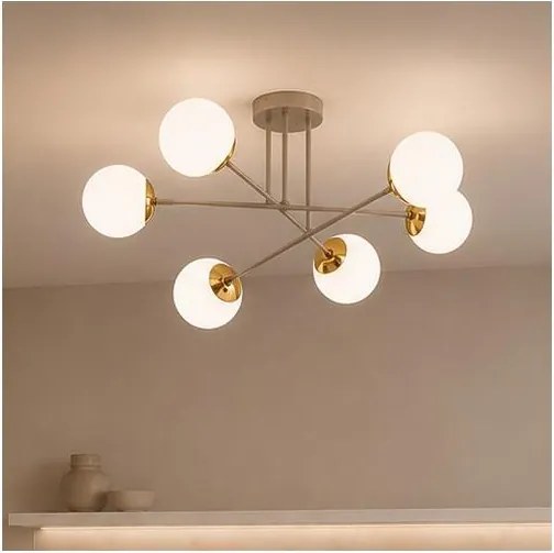 Brilagi - Felületre szerelt csillár MILO 6xE27/60W/230V bézs/arany