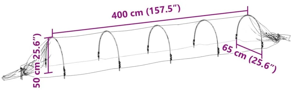 3 db üvegszál és polipropilén hálóalagút 1,5 x 5 m