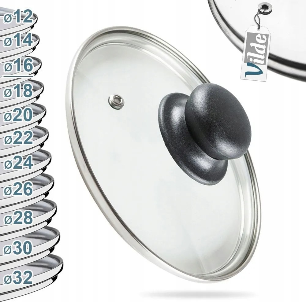 Üveg fedő edényfedő serpenyő univerzális gomb 16 cm