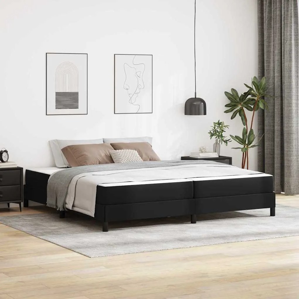 Ágy matracmal Fekete 200 x 200 cm Műbőr
