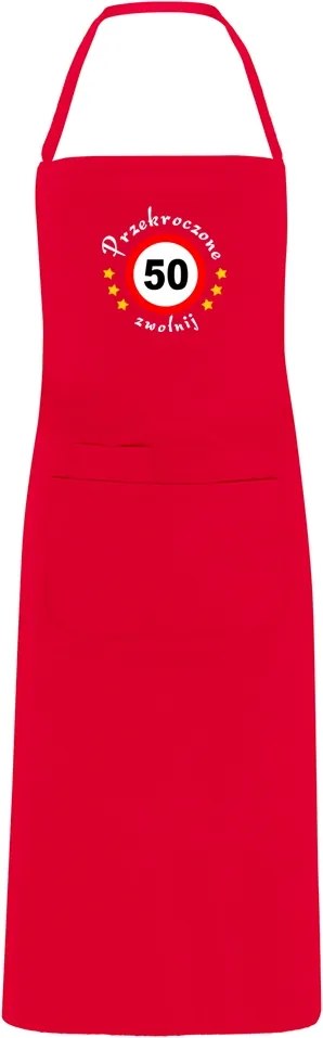Konyhai kötény hímzéssel ajándék 50. születésnapra 50-es hímzés