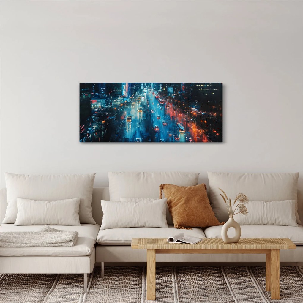 Kép - Nagyváros, olajfestmény (120x50 cm)