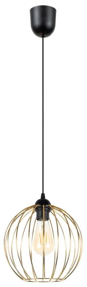 Csillár zsinóron MATT 1xE27/60W/230V fekete/arany