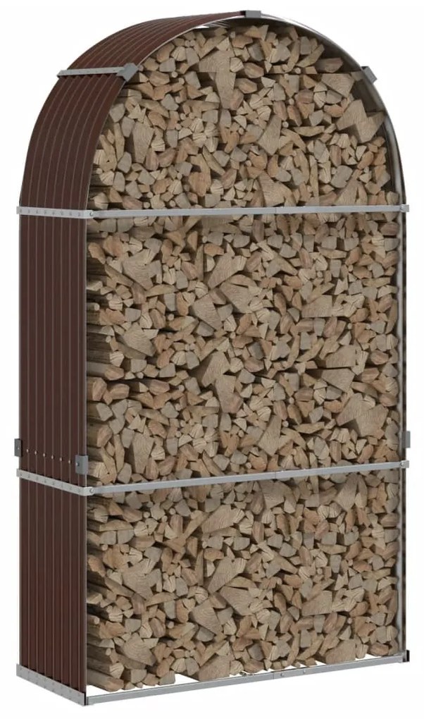 barna horganyzott acél rönktartó 120 x 45 x 210 cm