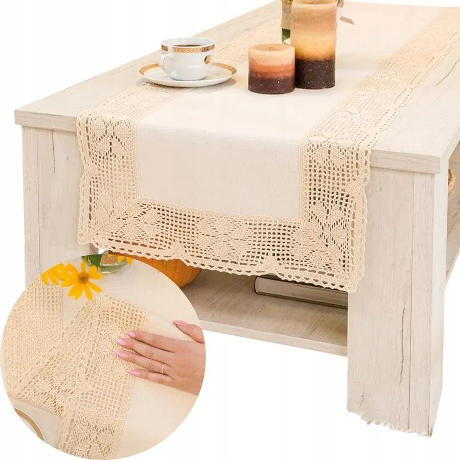 Áttört Pamut Futófelület 40x160cm krémszínű