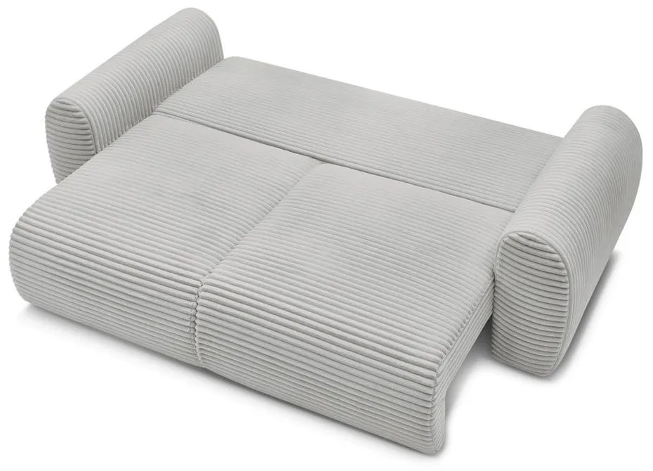 Világosszürke kordbársony kinyitható kanapé 257 cm Lucien – Bobochic Paris