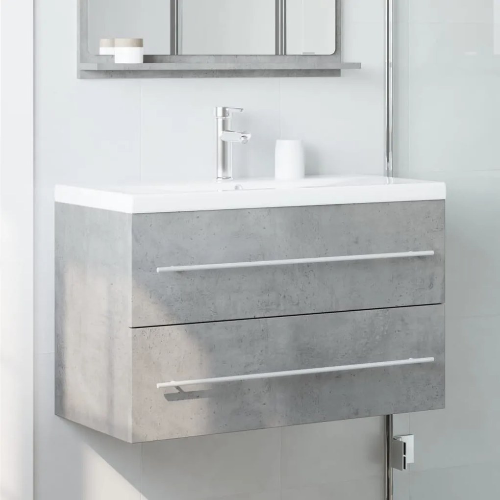 betonszürke szerelt fa mosdószekrény 80 x 38,5 x 48 cm