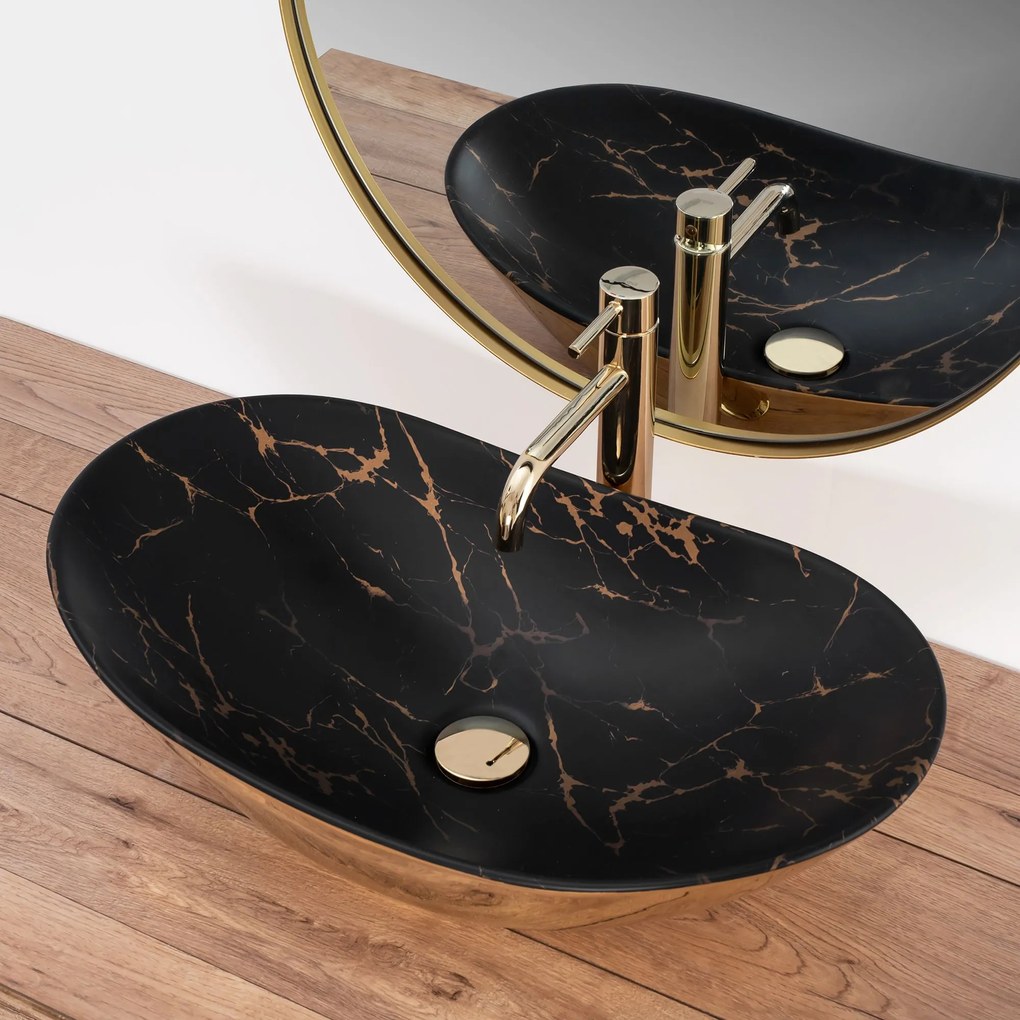 Pultos mosdó REA Royal In Black Marble Gold