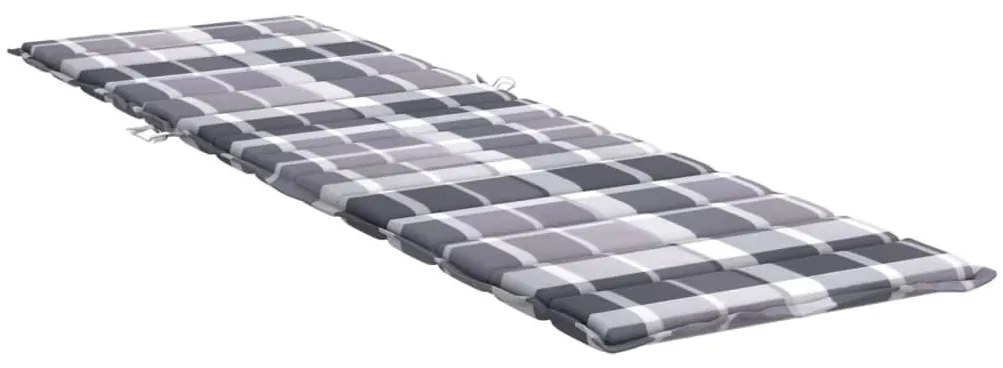 szürke kockás oxford szövet napozóágy párna 200 x 70 x 3 cm