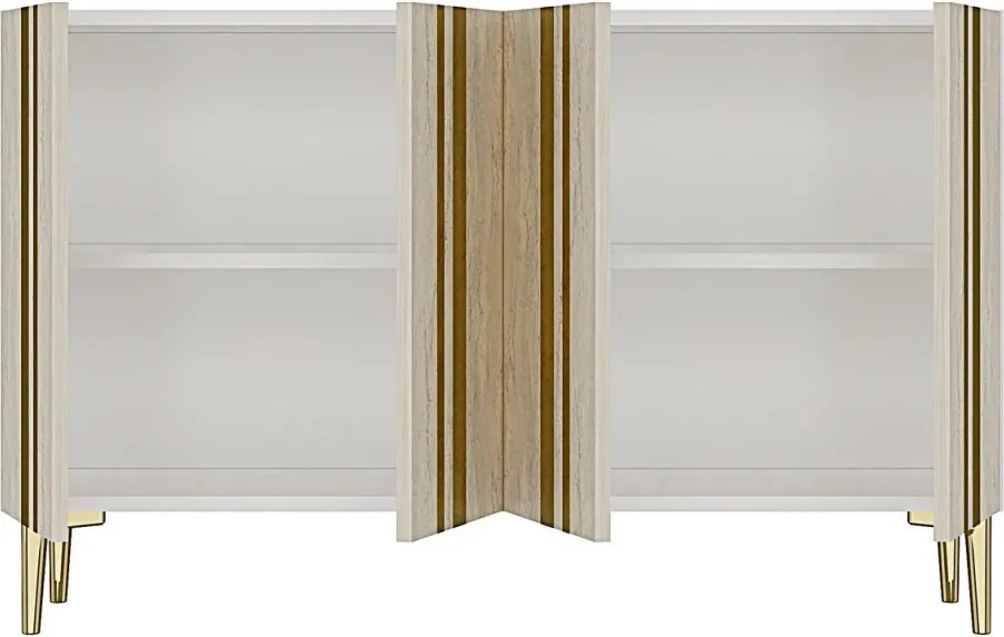 Mia 120 - White, Travertine, Gold