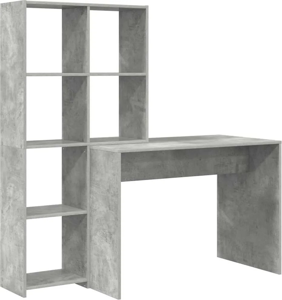 vidaXL Asztal polcokkal Beton Szürke 138,5 x 55 x 143 cm Faanyag