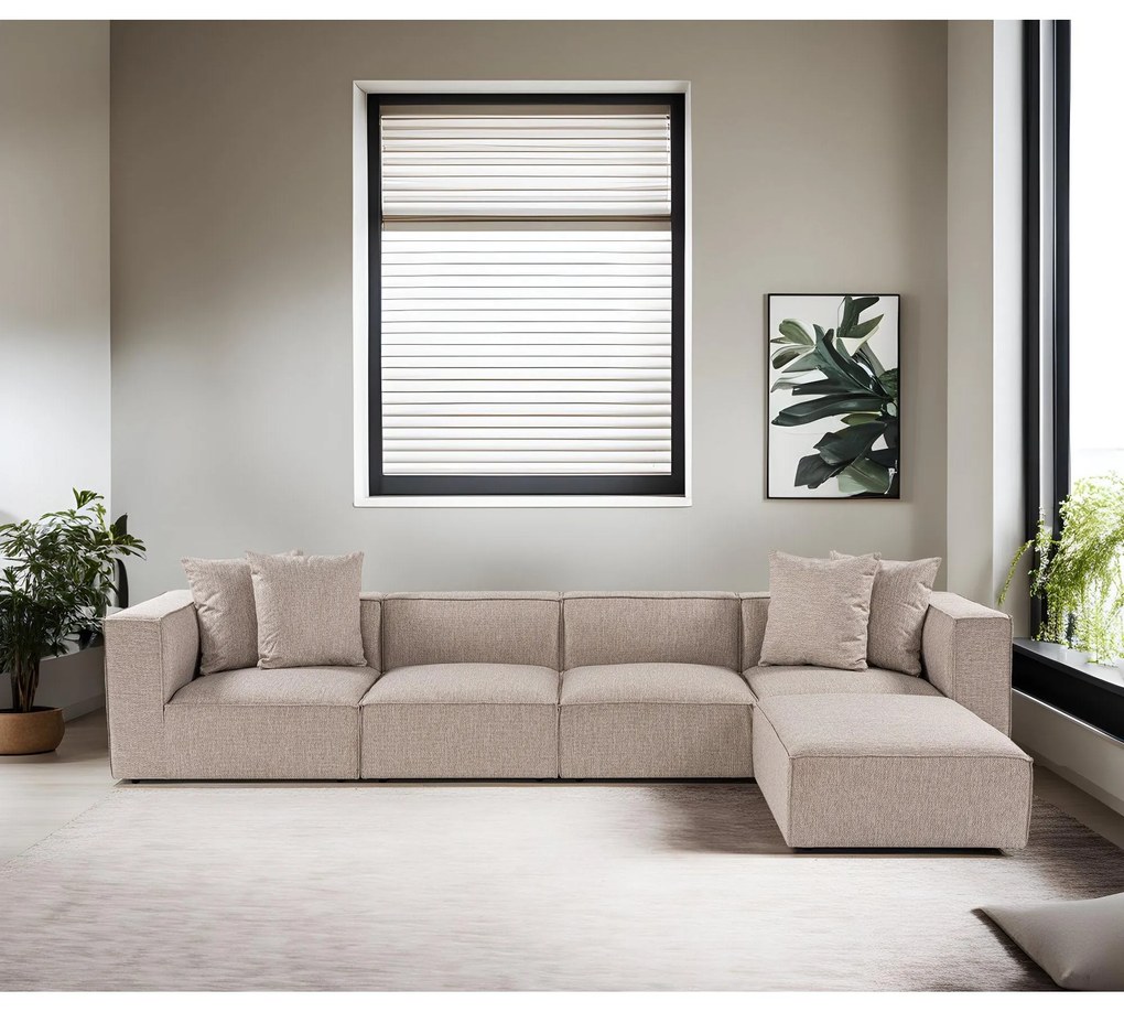 Sarokkanapé Sora (L1-O1-O1-1R-POUFFE ) - Homok Bézs