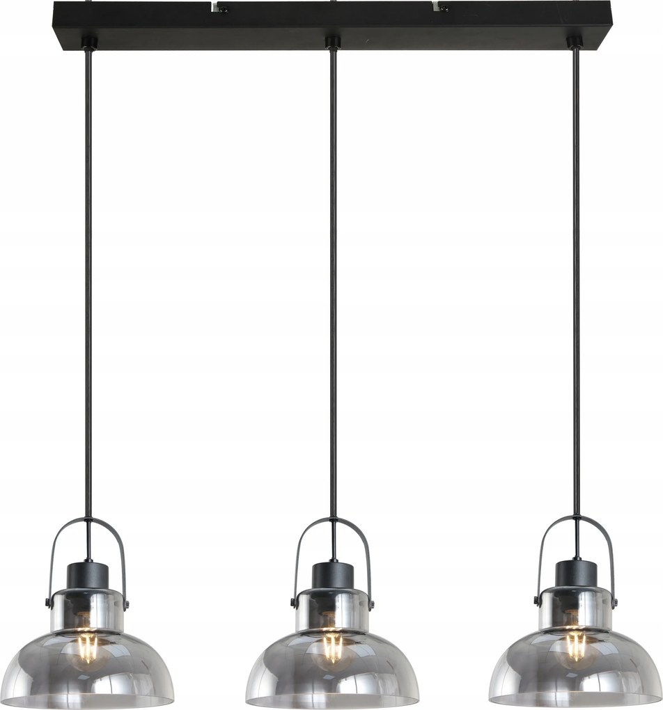 Hármas díszléc Dijon asztal fölé fekete króm étkezőbe E27-es pult fölé