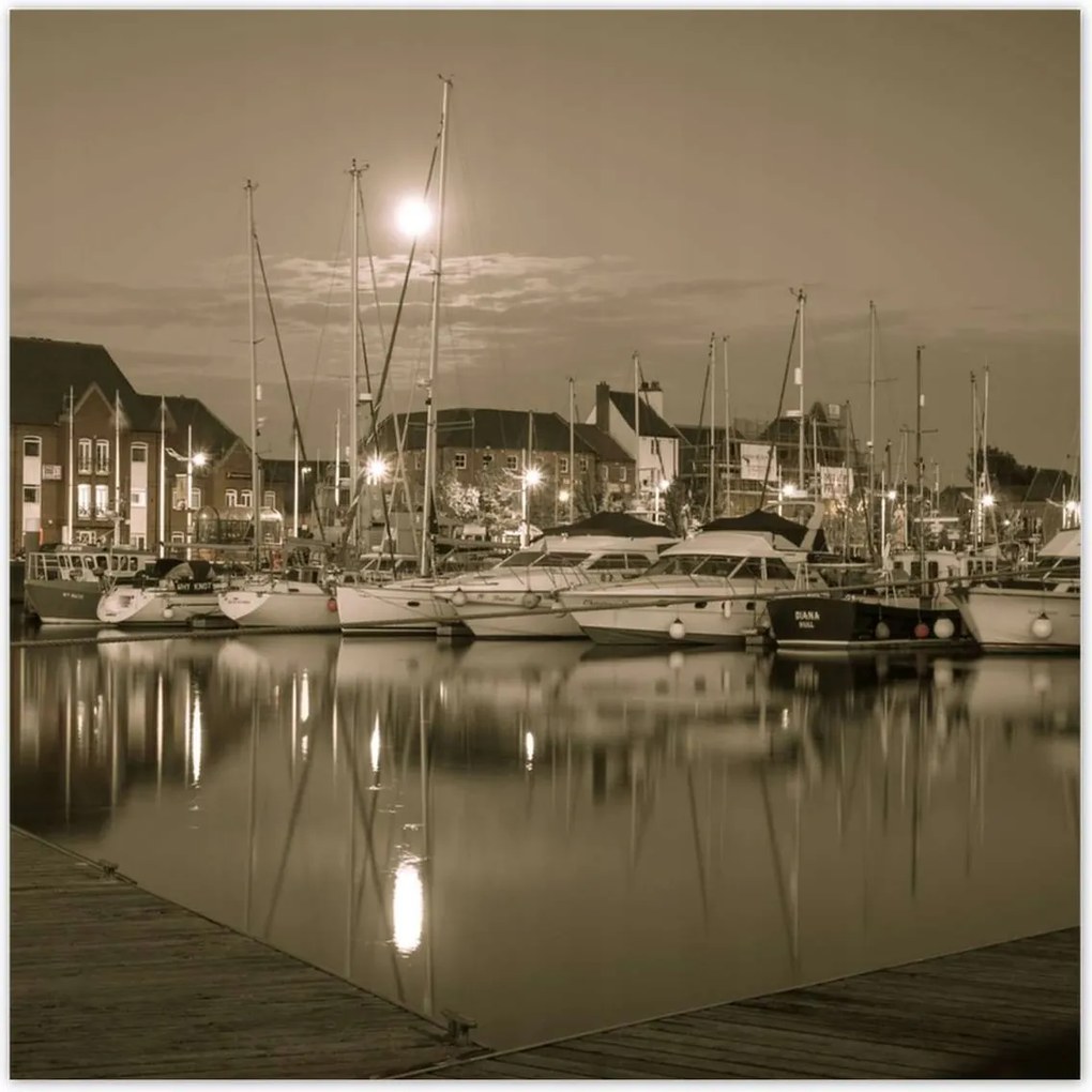 Poszterek 100x100 Kikötő-Fotó szépia